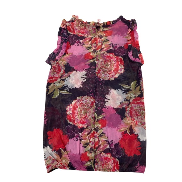 Y2K Sweet Pea Micro Mesh Floral Tank Top Blouse Womens Medium Fairy Sheer Ruffle - Picture 4 of 6